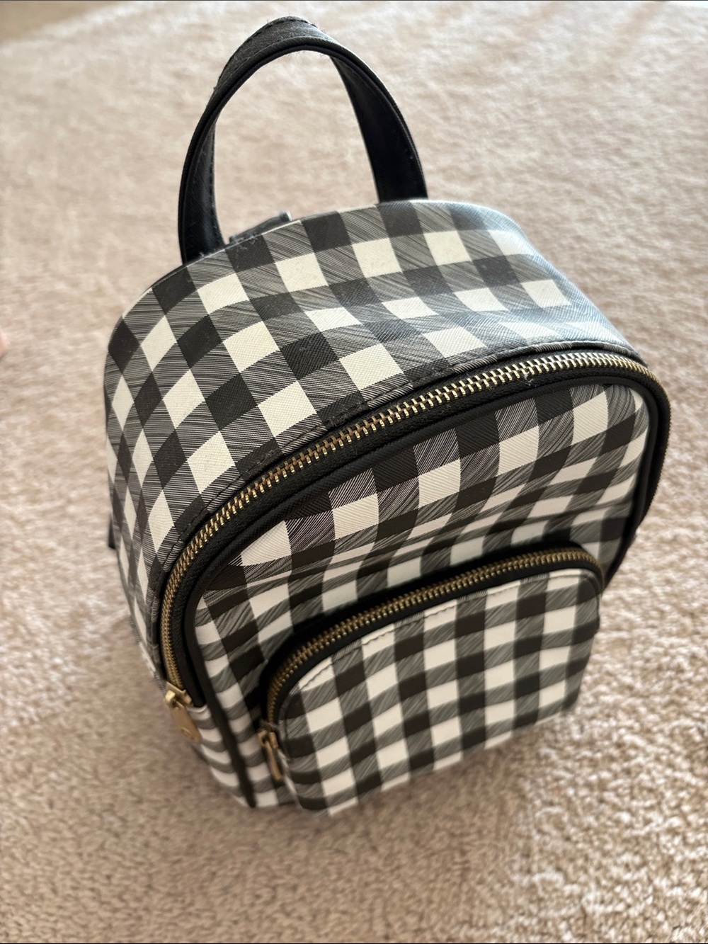 Claire’s Black and White Gingham Mini Backpack - young girls Bag